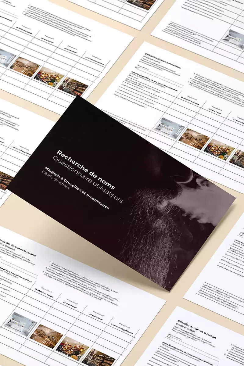 Document imprimé : questionnaire conçu pour tester une marque.