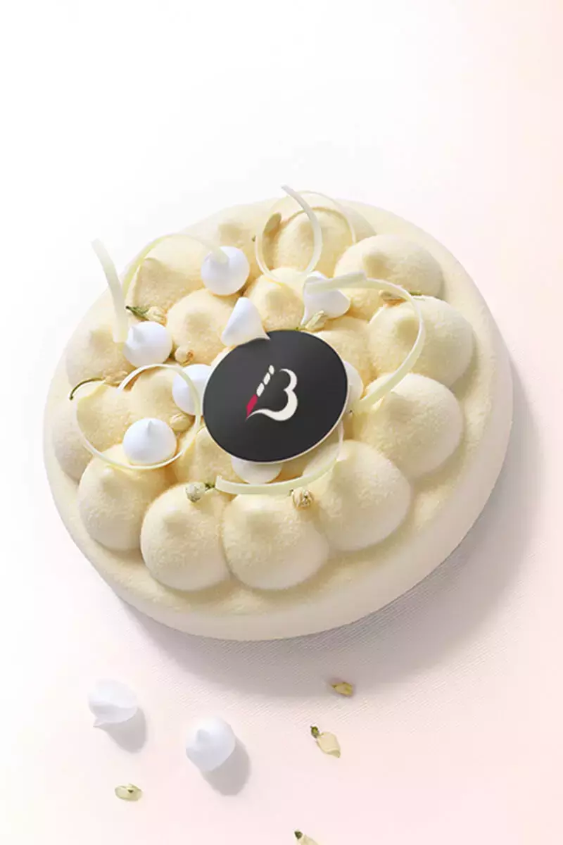 Pastille comestible avec le logo Bourguignon sur pâtisserie.